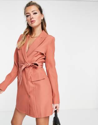 rust blazer dress