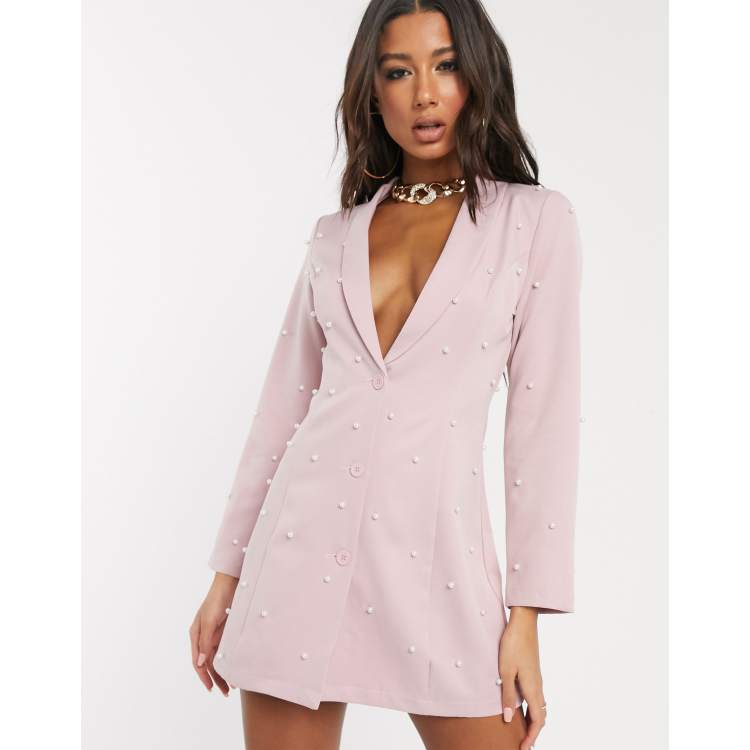 Plus Pearl Embellished Blazer Dress