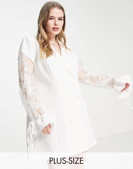 Lace Sleeve Blazer Dress