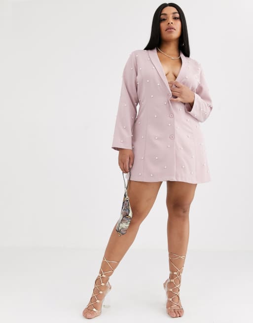 Saint Genies Plus - Blazer in blush versierd met parels, 4 van 4