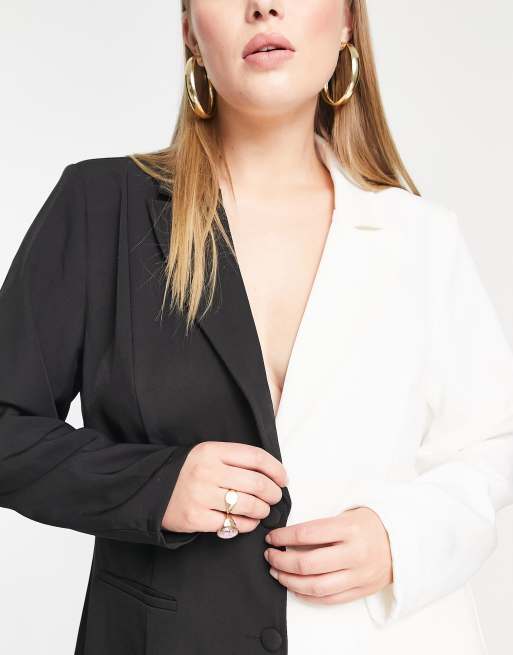 Saint Genies Plus colour block blazer dress in black and white