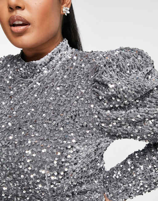 sequin long sleeve tops