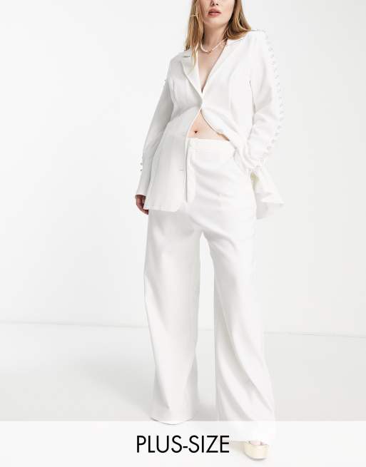 Saint Genies Plus - Flare broek met hoge taille in wit