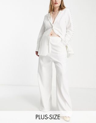 Saint Genies Plus high waisted flare leg trousers in white