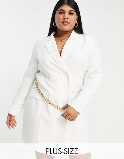 White blazer dress store plus size