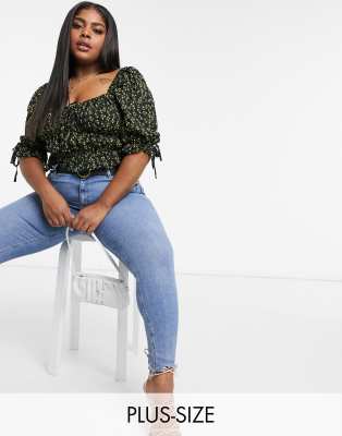 plus size denim peplum top
