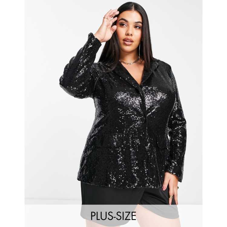 Glitter blazer hot sale plus size