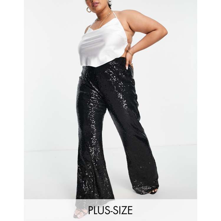 Saint Genies Plus sequin flares co ord in black sequin ASOS