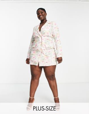 Saint Genies Plus tailored blazer dress in floral print - ASOS Price Checker
