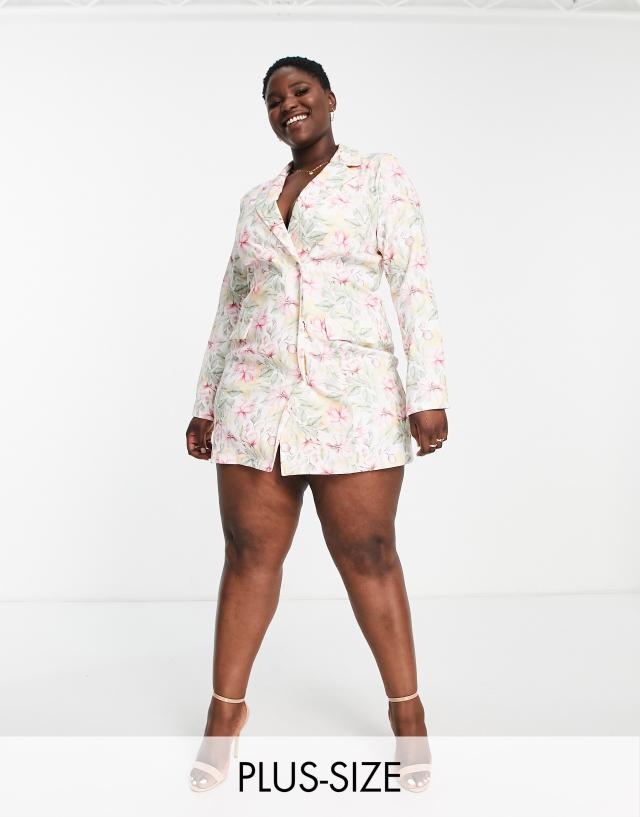 Saint Genies Plus tailored blazer dress in floral print