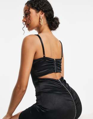 asos black silk dress