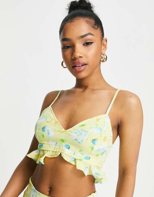 Saint Genies strappy top co ord in yellow floral ASOS