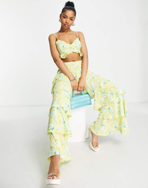 Saint Genies strappy top in yellow floral (part of a set)
