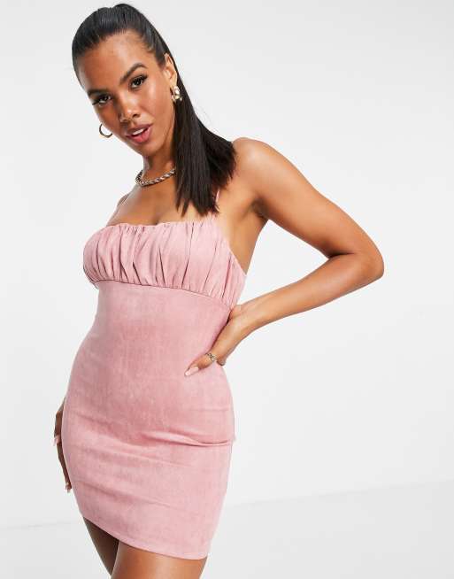 Pink suede dress sales