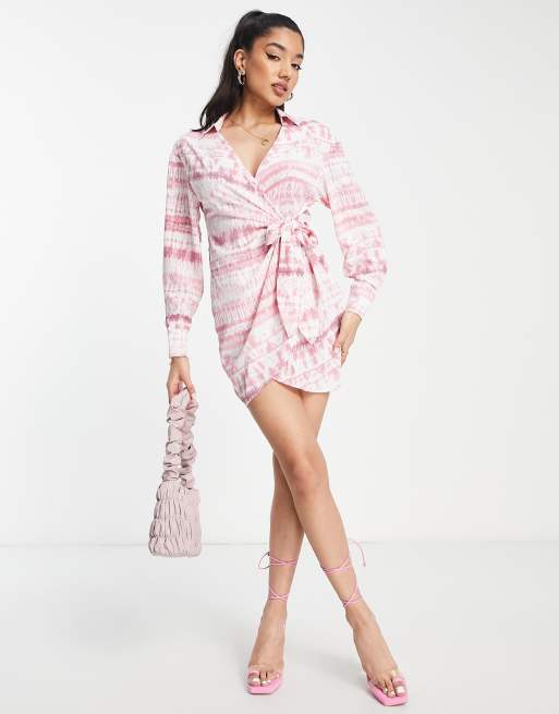 Vestito camicia corto allacciato sul lato stampato Asos Donna Abbigliamento Vestiti Vestiti stampati 