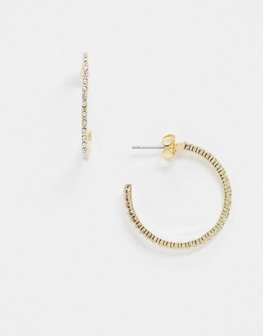 Saint Lola gold plated diamante hoop earrings
