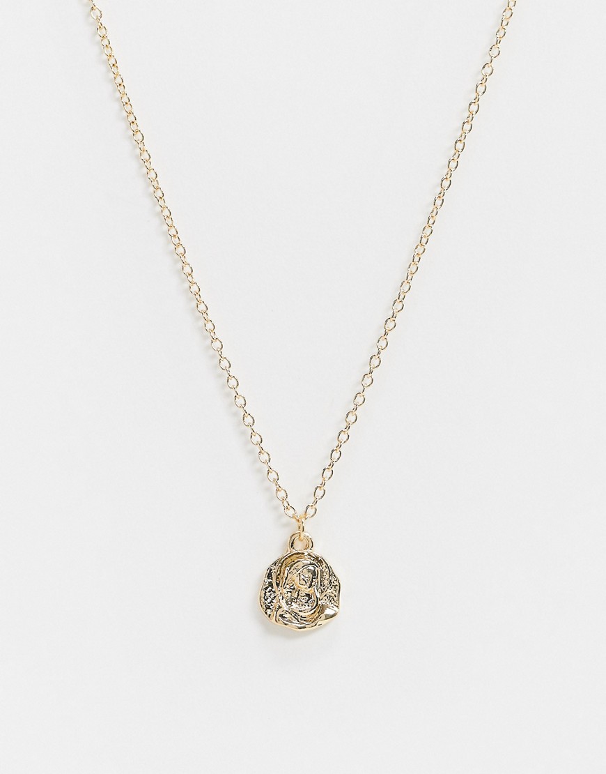 Saint Lola gold plated etched coin necklace