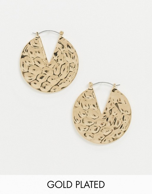 Saint Lola gold plated hammered circle earrings