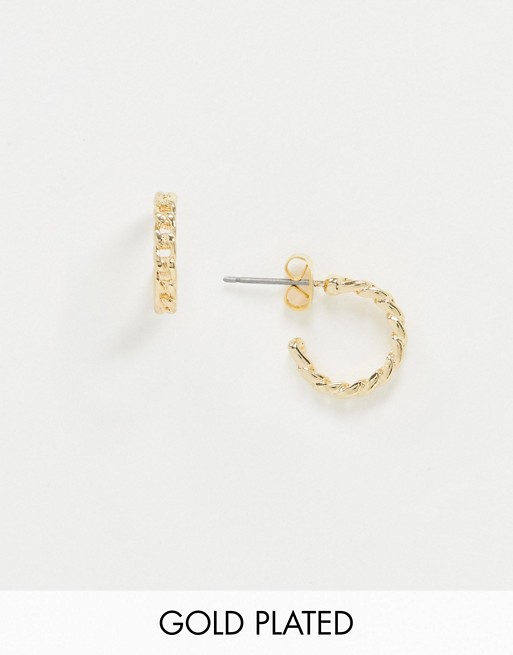 Saint Lola gold plated small textured hoop earrings