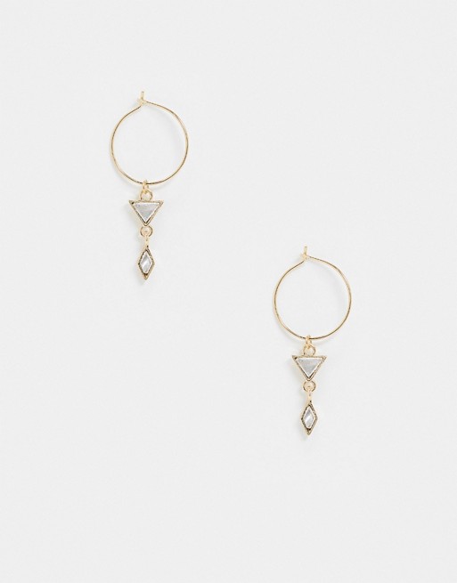 Saint Lola gold plated triangle drop hoop earrings