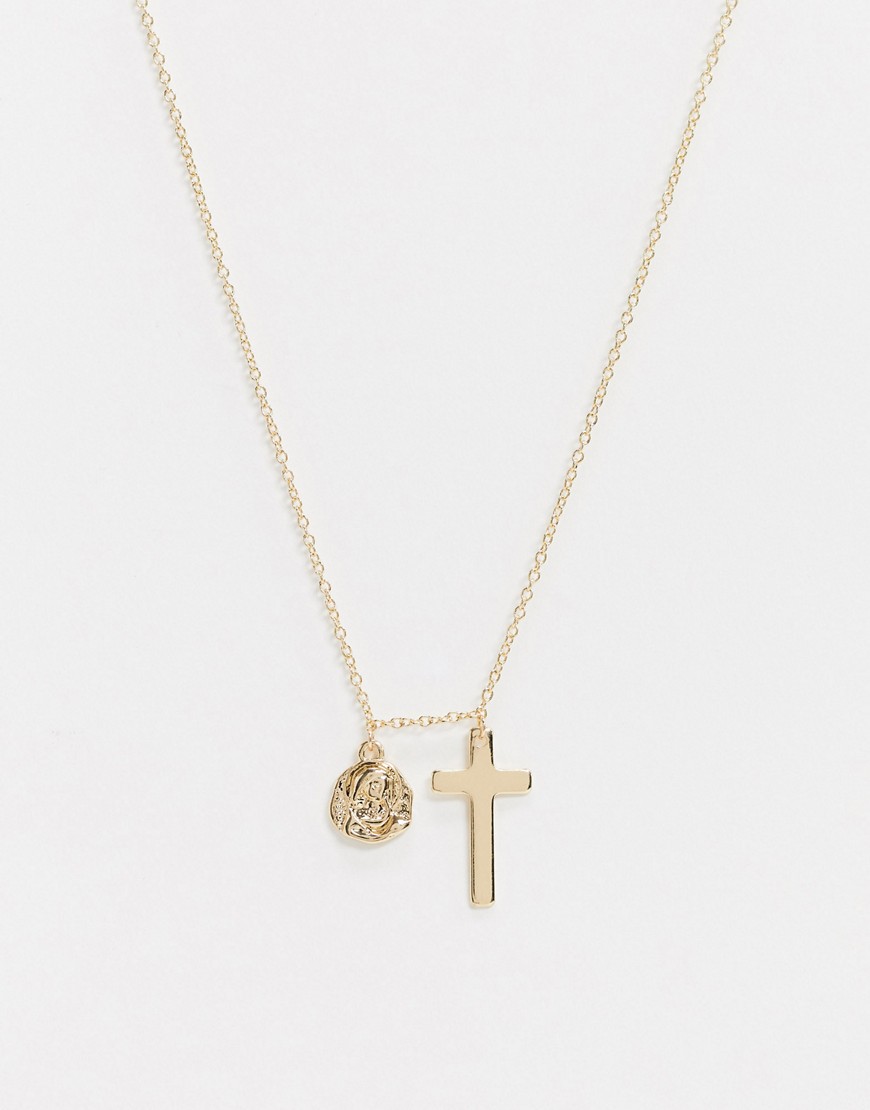 Saint Lola – Guldpläterat halsband med mynt och kors