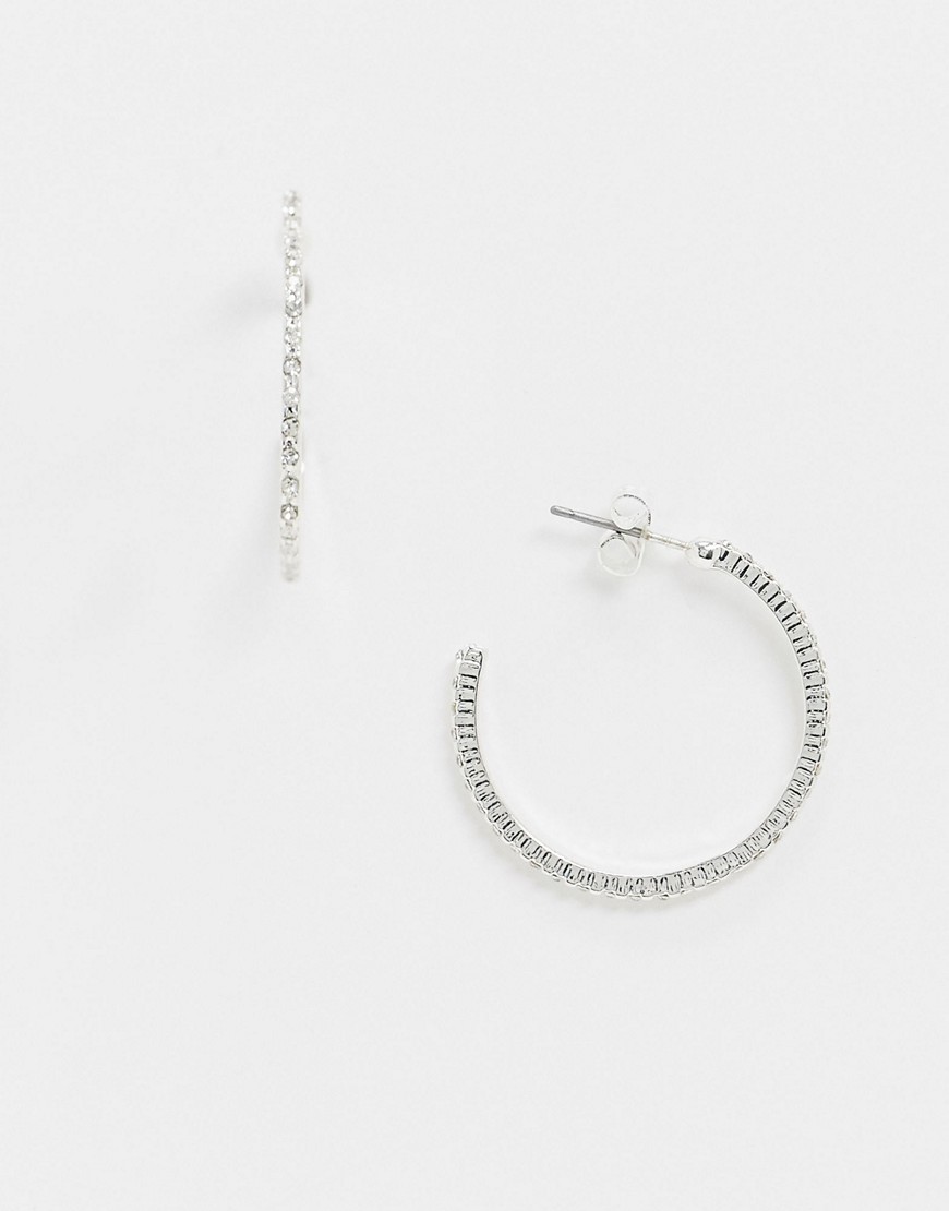 Saint Lola silver plated diamante hoop earrings