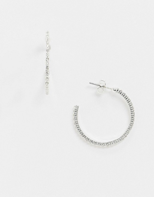 Saint Lola silver plated diamante hoop earrings