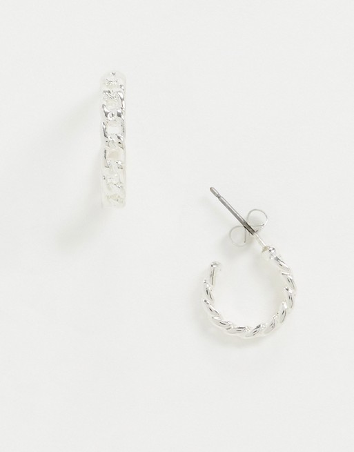 Saint Lola silver plated small textured hoop earrings