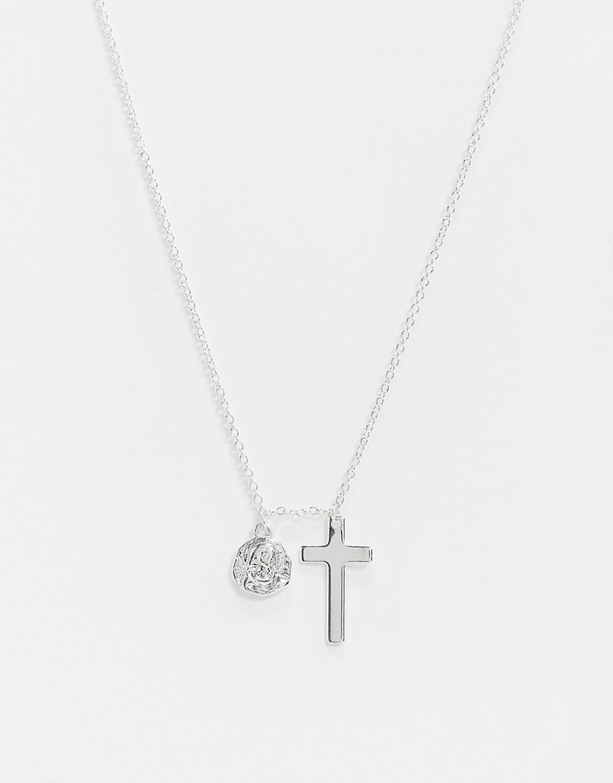 Saint Lola – Silverpläterat halsband med mynt och kors