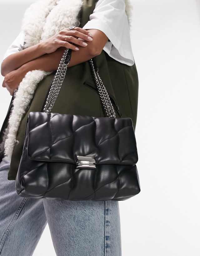 Saint quilted trophy shoulder bag in black