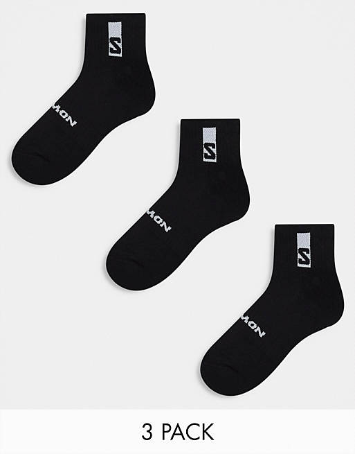 Salomon 3 pack of everyday unisex ankle socks in black | ASOS