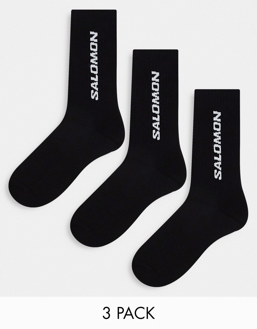 Salomon 3 pack of everyday unisex crew socks in black