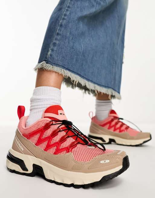 Salomon ACS+ OG trainers in natural shortbread and poppy red | ASOS