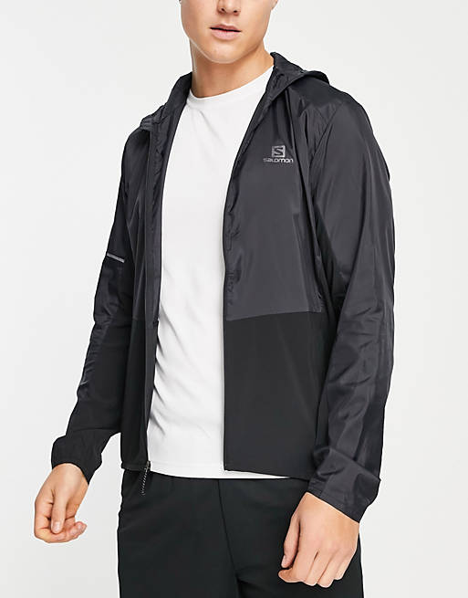  Salomon Agile FZ hooded jacket in black 