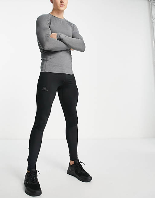 Men Salomon Agile leggings in black 