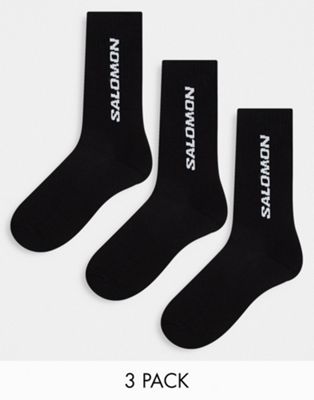 Salomon 3 pack of everyday unisex crew socks in black - ASOS Price Checker