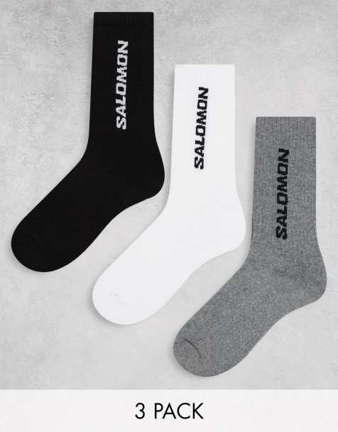 Salomon – Unisex – 3er-Pack Crew-Socken in Weiß, Schwarz und Grau - view 1