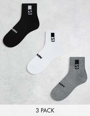 Salomon - Unisex - 3er-Pack Socken in Weiß, Schwarz und Grau-Black