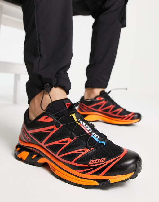 Salomon Unisex XT-6 trainers in Black/Magnet/Vibrant Orange