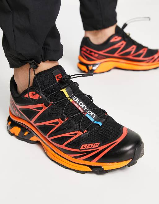 Salomon Unisex XT-6 trainers in Black/Magnet/Vibrant Orange