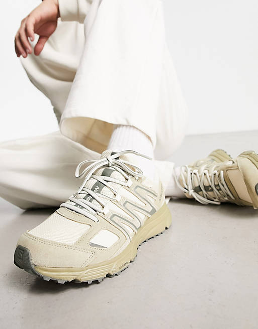 Salomon X-Mission 4 suede unisex trainers in beige and white | ASOS