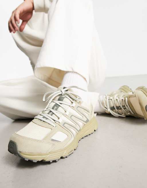 Salomon X-Mission 4 suede unisex trainers in beige and white | ASOS