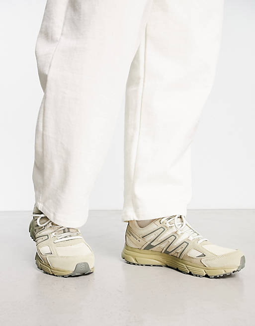 Salomon X-Mission 4 suede unisex trainers in beige and white | ASOS