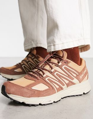 Salomon X-Mission 4 suede unisex trainers in pink and beige - ASOS Price Checker