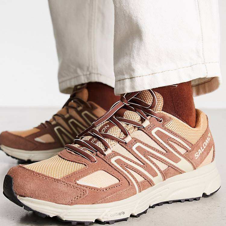 Salomon X-Mission 4 suede unisex trainers in pink and beige | ASOS