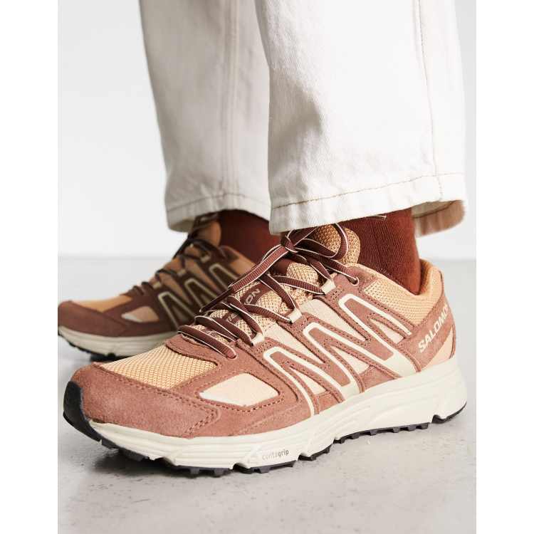 Salomon X-Mission 4 suede unisex trainers in pink and beige | ASOS