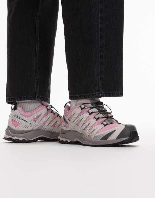 Salomon XA Pro 3D trainers in pink frosting and lilac ash, 2 of 5