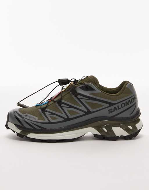 Salomon XT-6 GTX trainers in green and black