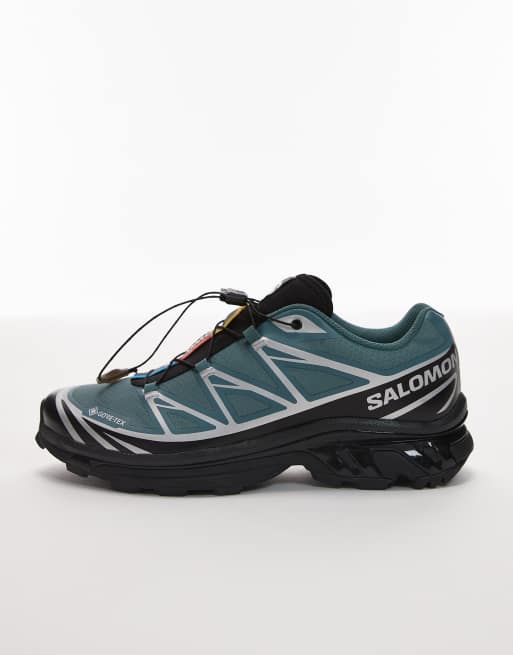 Salomon XT-6 GTX trainers in north atlantic green and silver