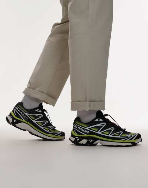 Salomon XT-6 Skyline trainers in black and maritime blue and sharp green - view 1